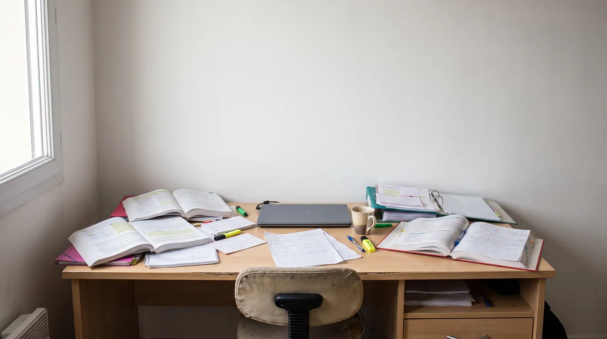 Bureau encombré et désorganisé, avant Smack it!